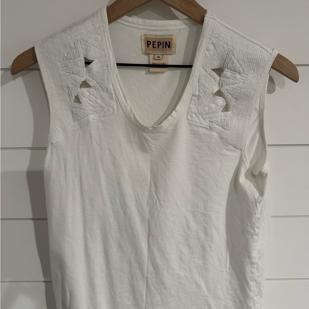 Pepin Ivory Sleeveless Tank Top